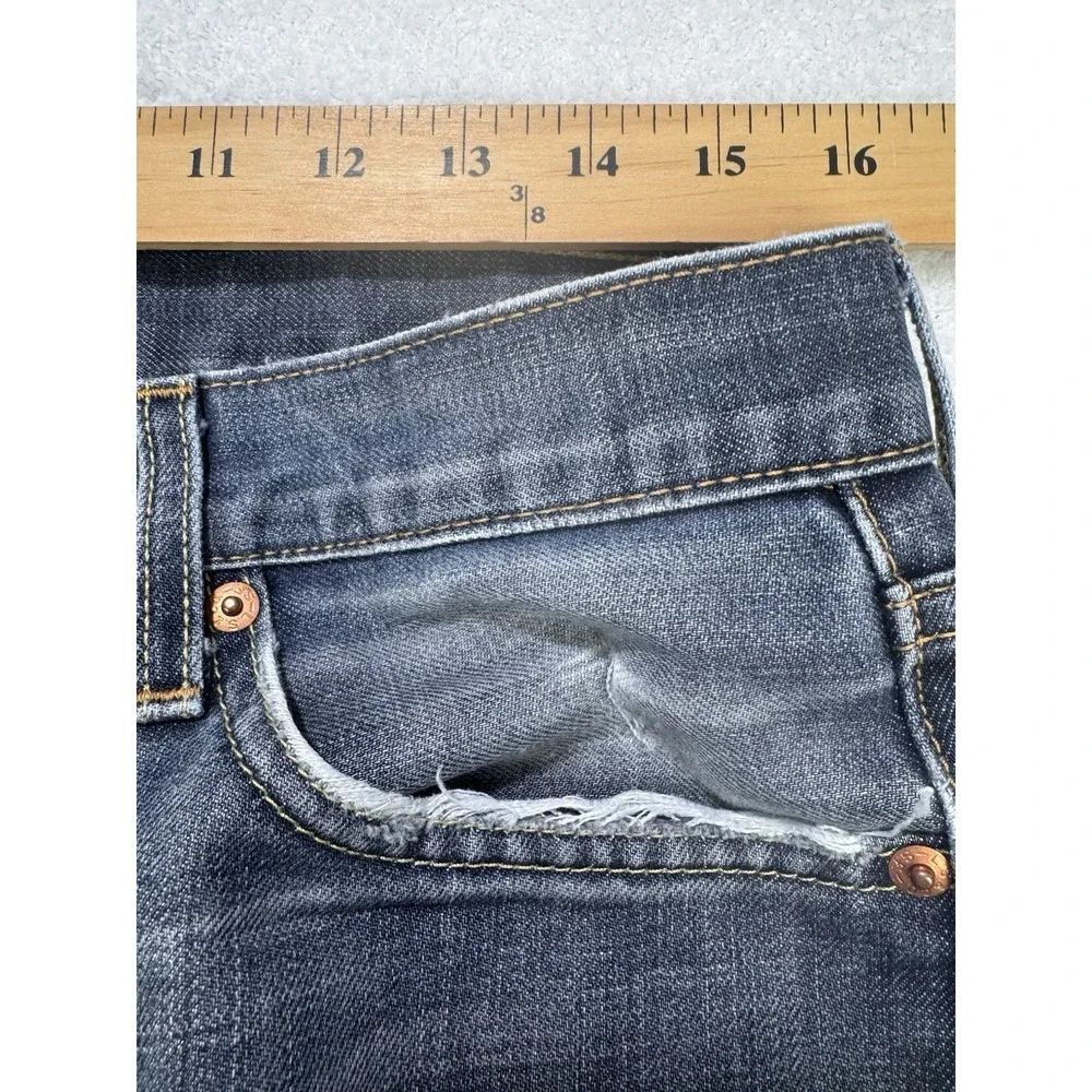 Levis 513 Jeans Men 32x32 Blue Slim Straight Stretch Whisker Distress Denim